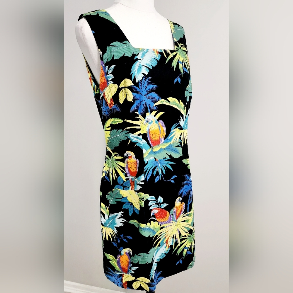 SHANNON MARIE Vintage Women Short Dress Size L Black Sleeveless Square Neck Zip - Picture 3 of 6